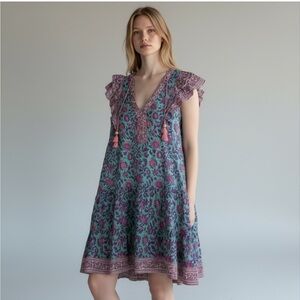 Bell By Alicia Bell Floral Mini Flounce Dress Size Medium